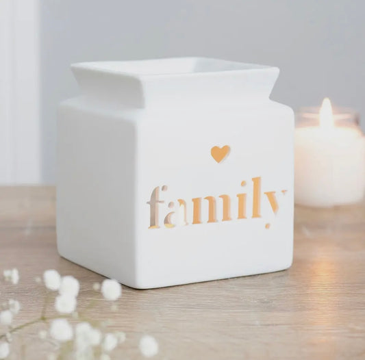 White Family Cut Out Oil Burner and Wax Warmer