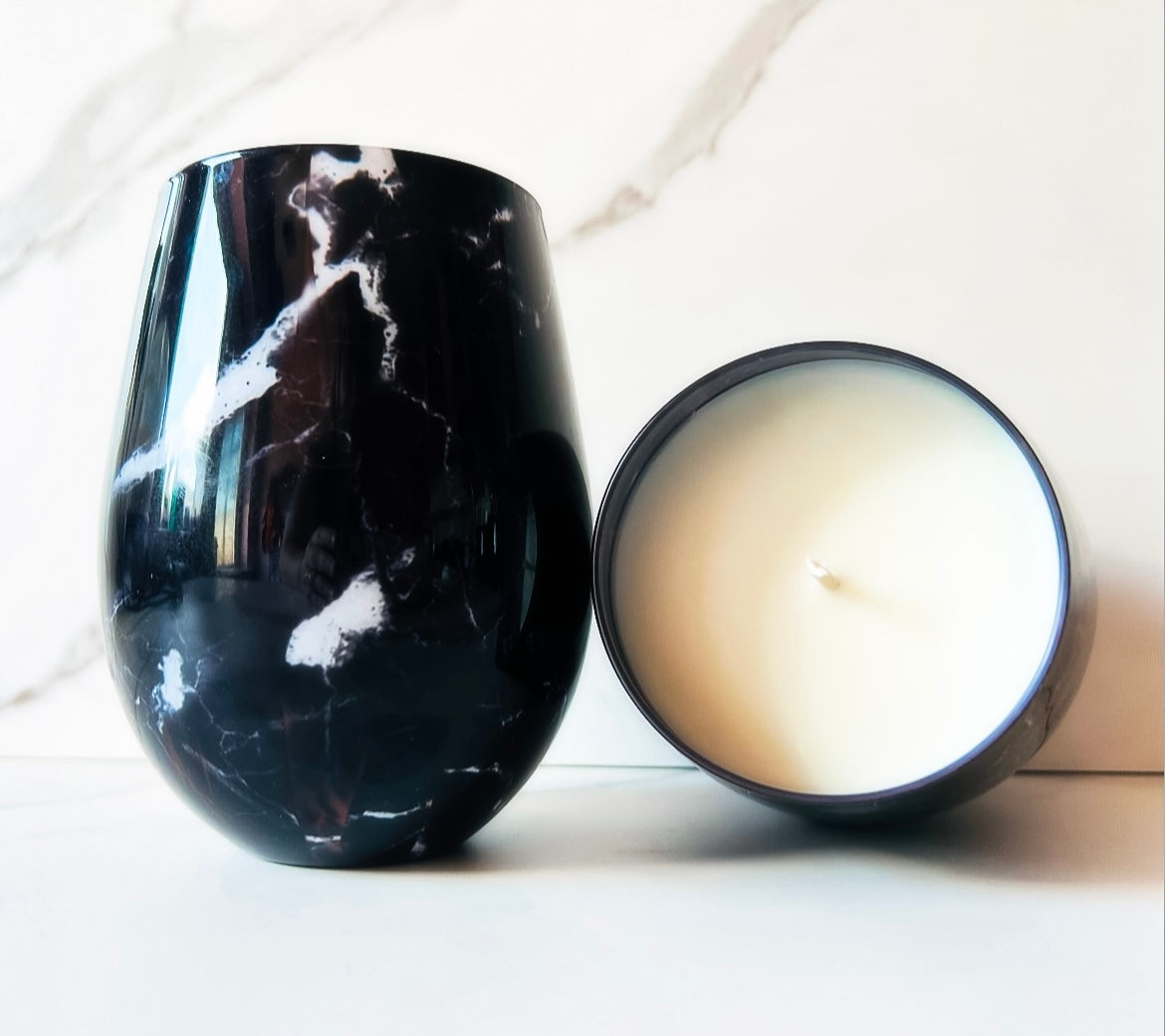 Midnight Storm Marble Candle